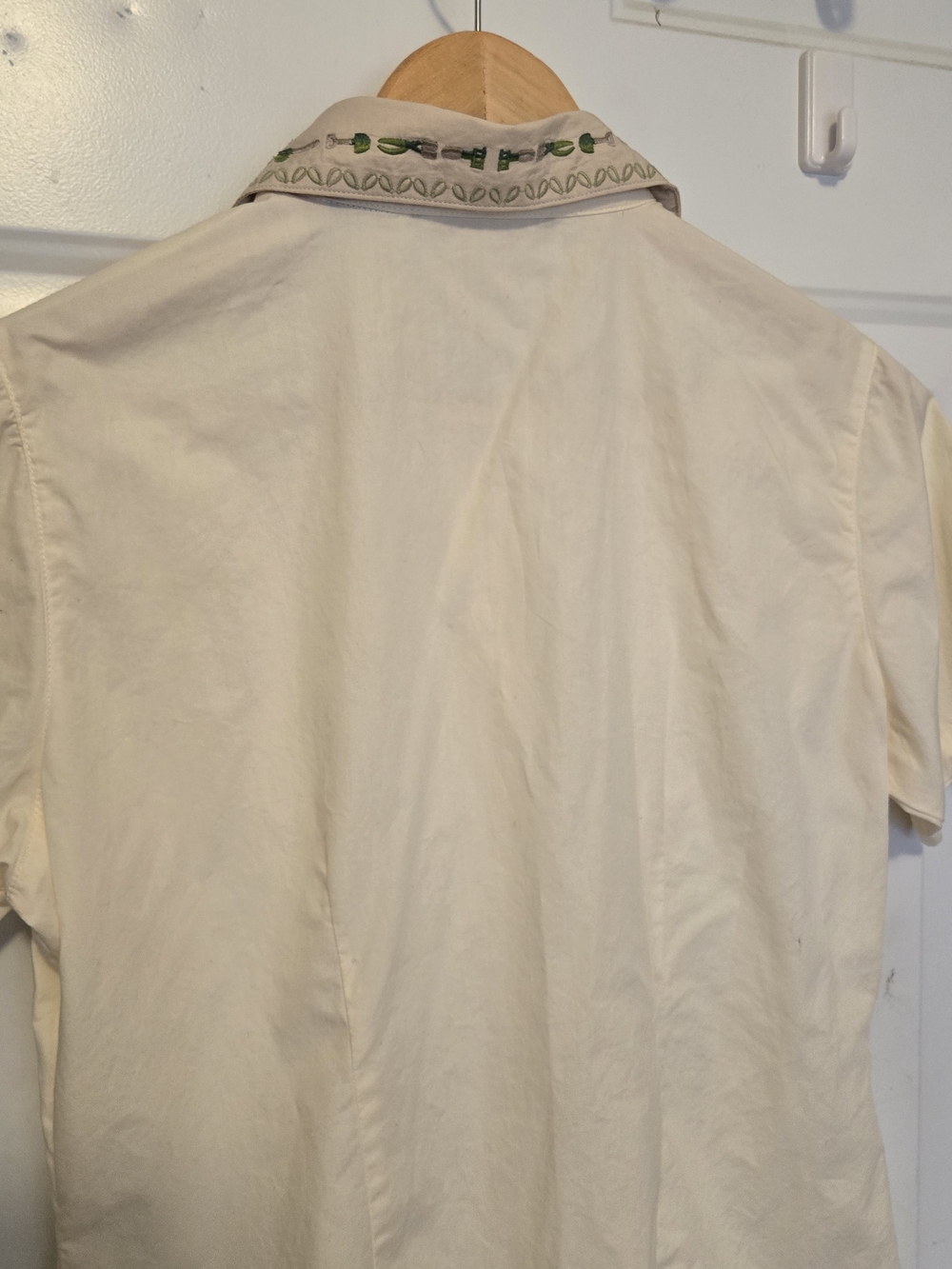 Vintage Eagles Eye Cream Embroidered Collar Short-Sleeve Shirt Size M - Picture 7 of 12